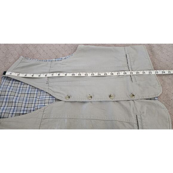 VTG 90's Columbia Reversible Plaid and Tan Button up Vest Women's Size Medium - Picture 7 of 9